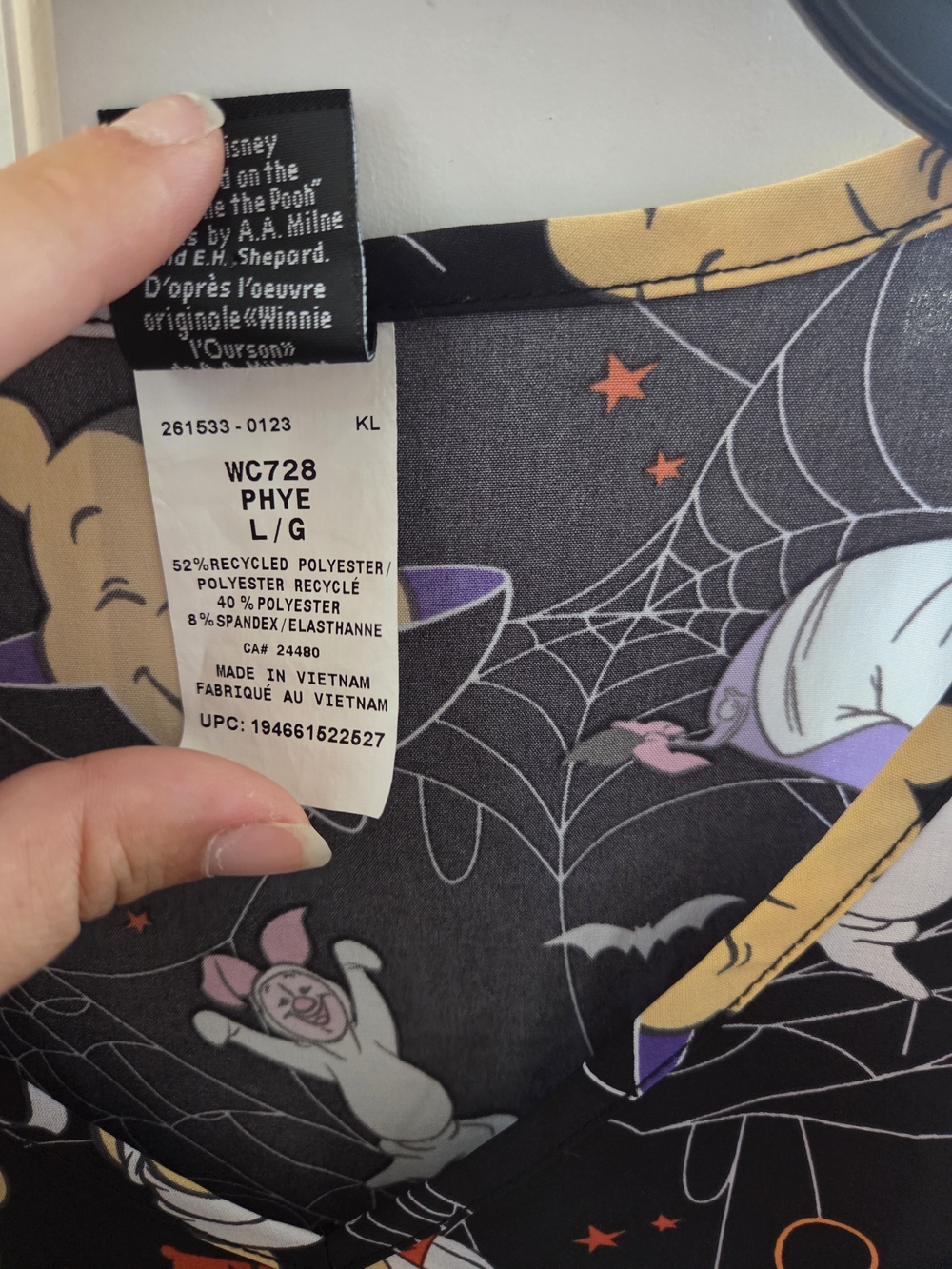 Disney Winnie the Pooh Kids' Halloween V-Neck Top - Black & Orange - Picture 4 of 6